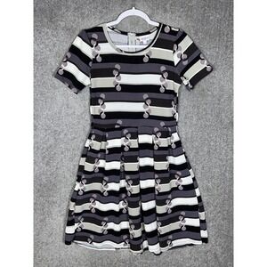 Lularoe Amelia Striped Fit &‎ Flare Pleated Dress Womens Size M Stretch Pockets